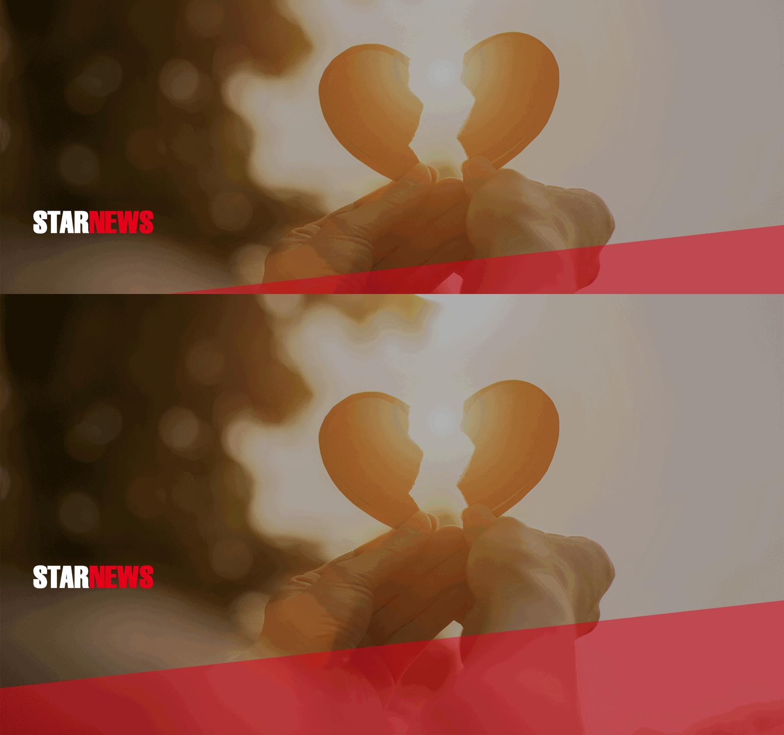 KissFM Star News Headerbild mit Händen, die ein zerbrochenes Herz vor eine untergehende Sonne halten
