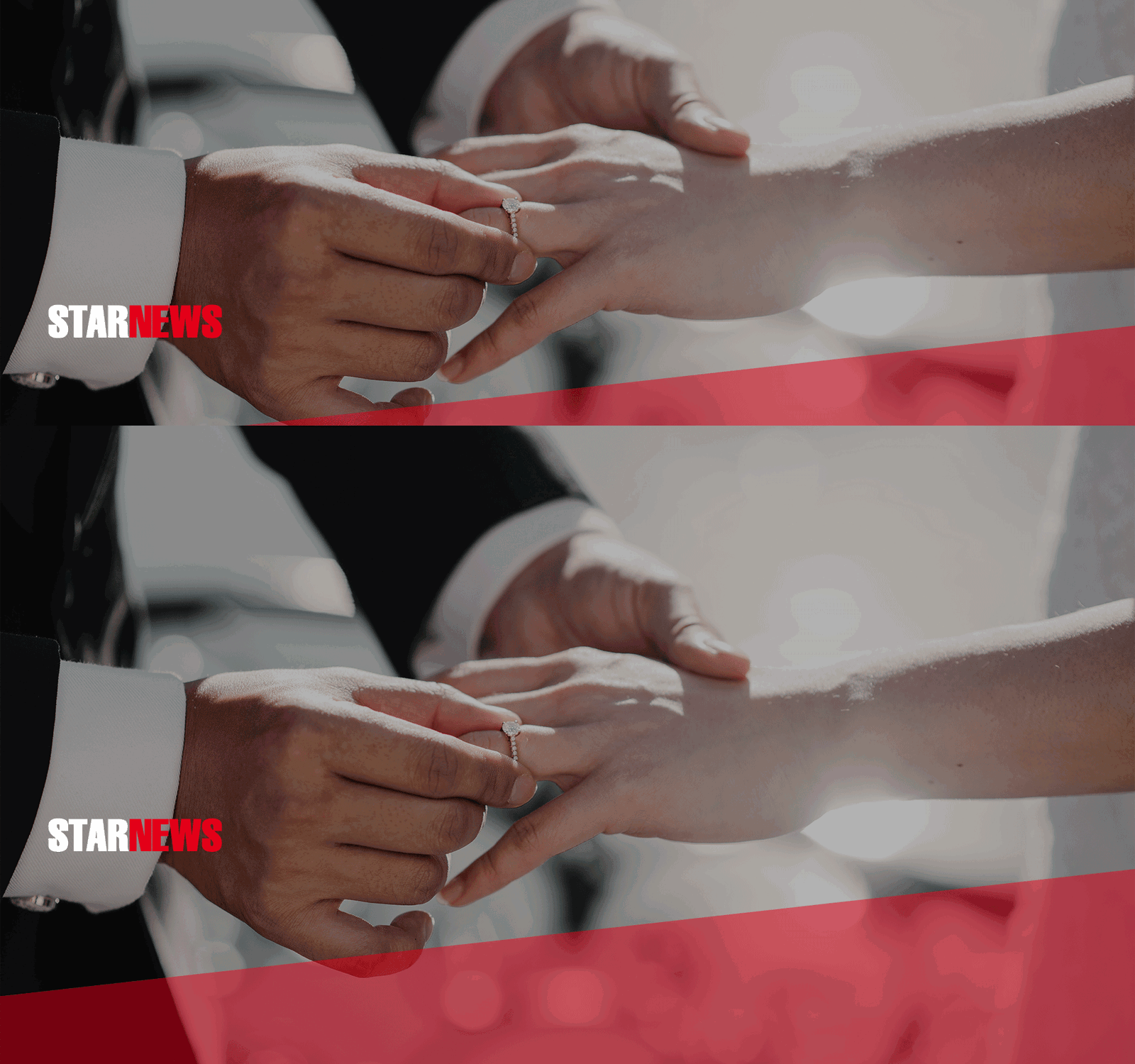 KissFM Star News Headerbild mit einem Bild im Hintergrund auf dem eine Person einer anderen einen Ehering an den Finger steckt.