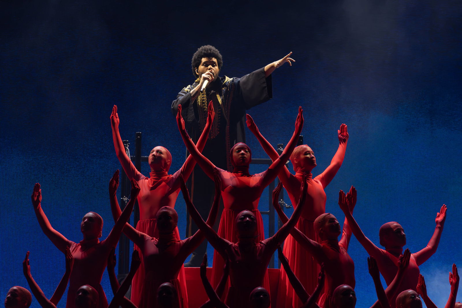 The Weeknd performing