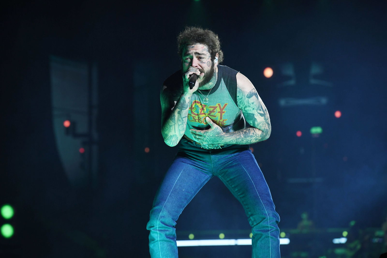 Post Malone performing at Tottenham Hotspur Stadium