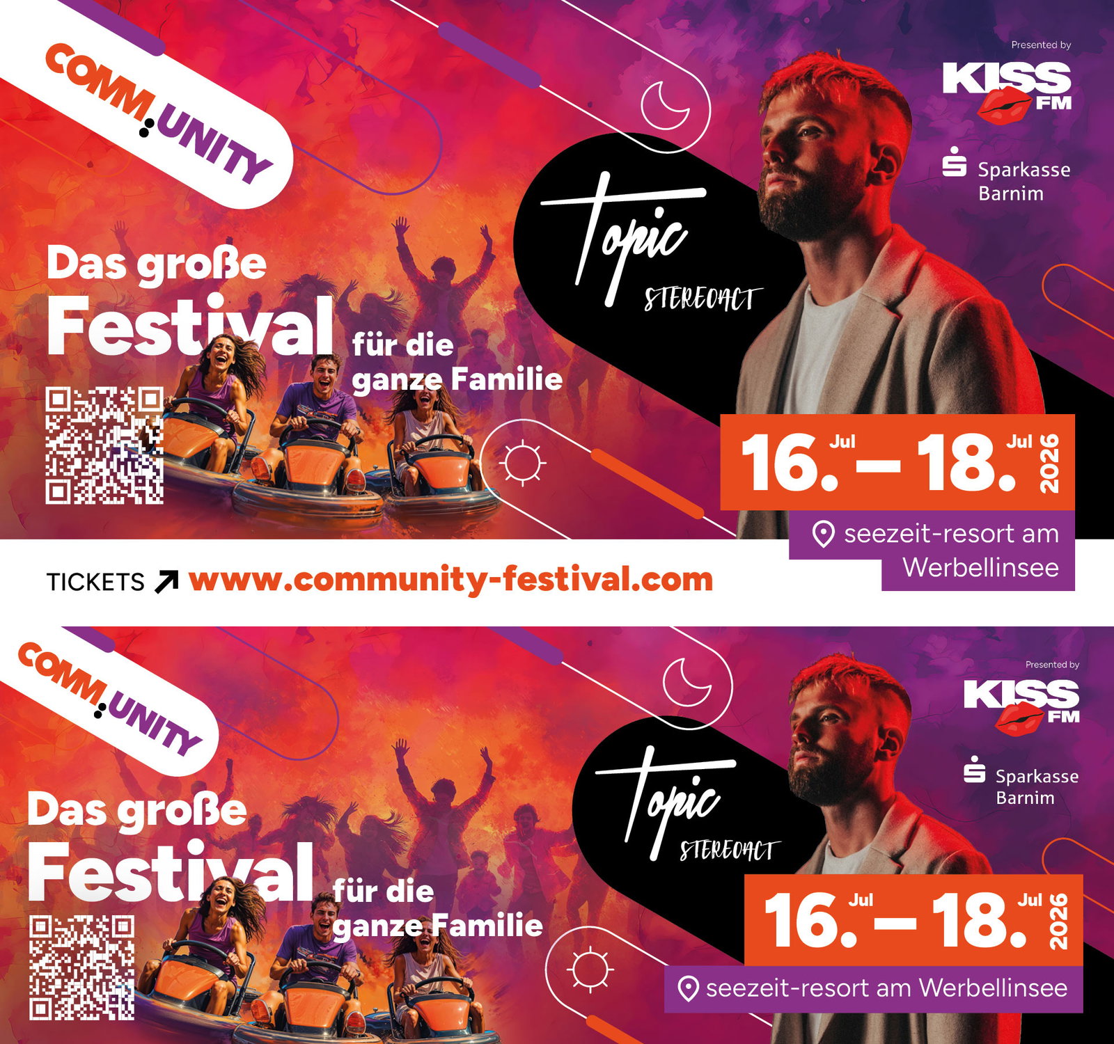 Werbebanner von dem Community Festival der Sparkasse Barnim und KISS FM