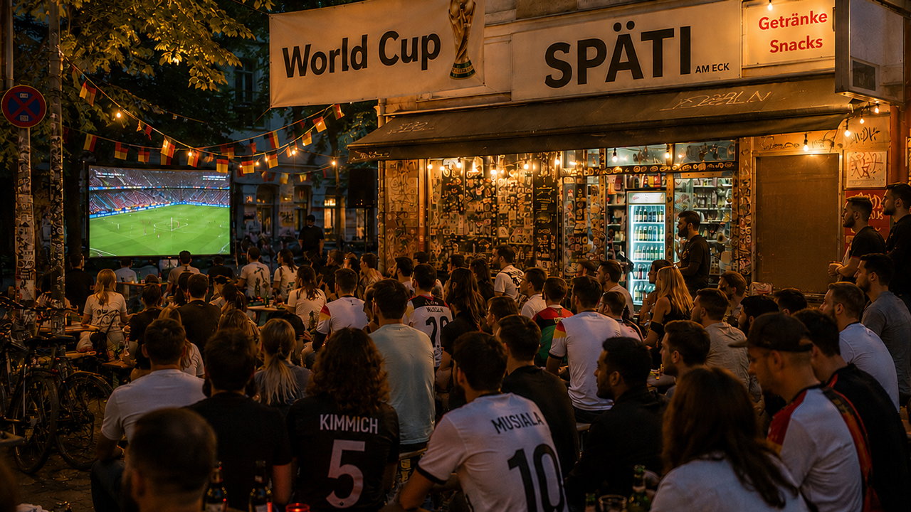 Fußballfans schauen ein Spiel bei der WM